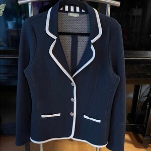 Classic Navy Blazer with Silver Trim & Accents